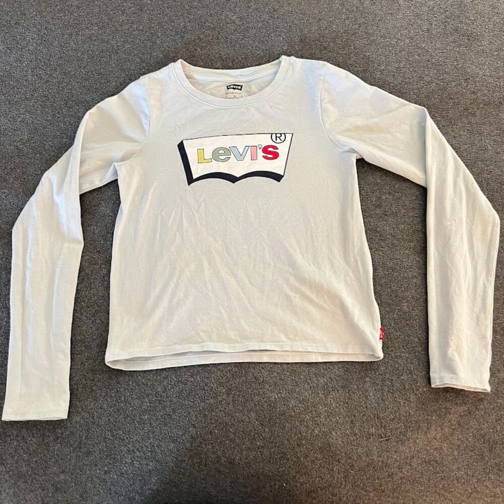 Child's Levi's Long Sleeved T-Shirt Pale Blue, Cotton Blend, Size L/12-13T